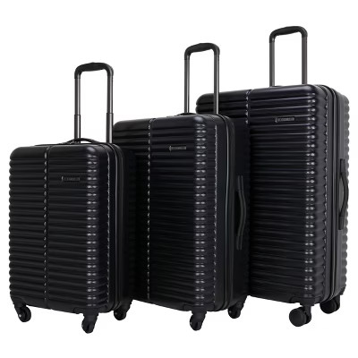 Skyline 3pc Hardside Checked Spinner Luggage Set - Black | Target