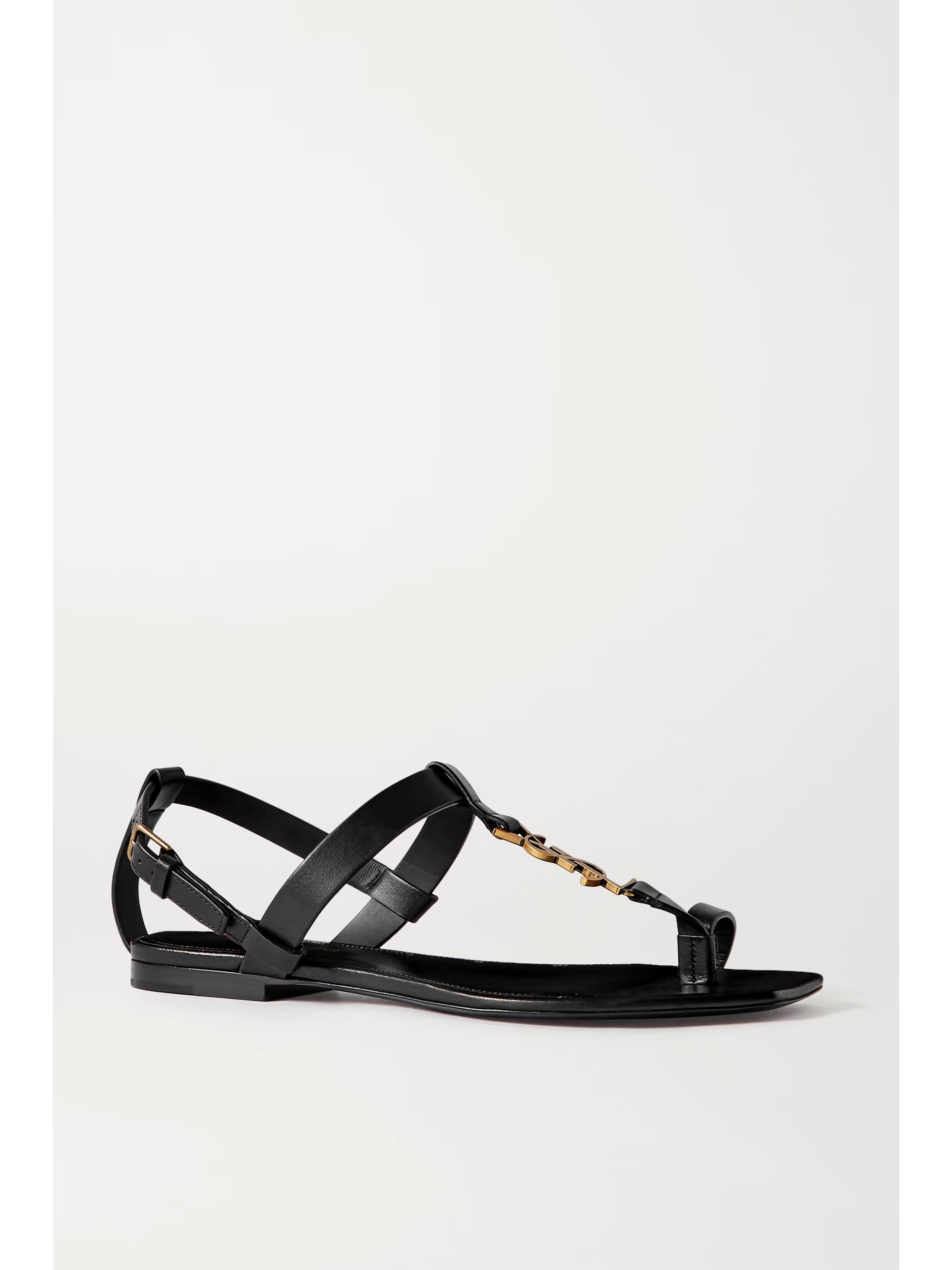 Black Cassandra logo-embellished leather sandals | SAINT LAURENT | NET-A-PORTER | NET-A-PORTER (UK & EU)