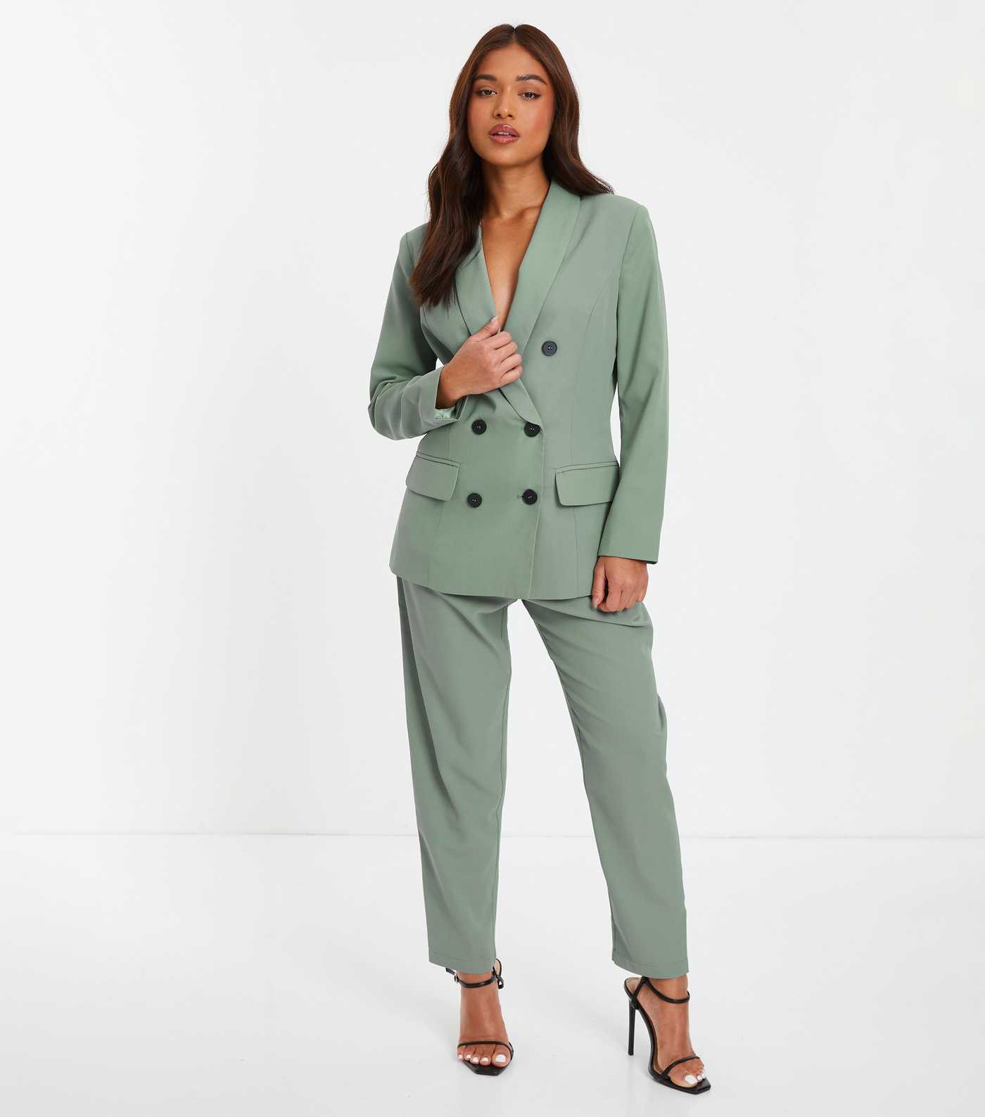 QUIZ Petite Light Green Tailored Trousers | New Look | New Look (UK)