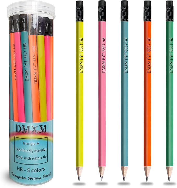 Environmentally Friendly Wooden Pencils (30 Pcs Per Barrel) Triangular Grip Pen Design, Graphite ... | Amazon (US)