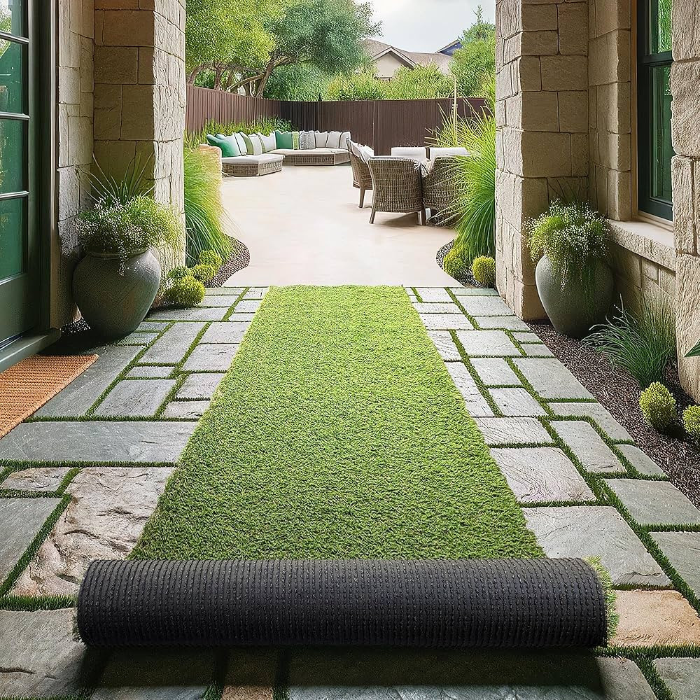 Ottomanson R550-3X12 Evergreen Turf Collection Rugs, Runner - 2'7" x 12', High Pile - Grass Green | Amazon (US)