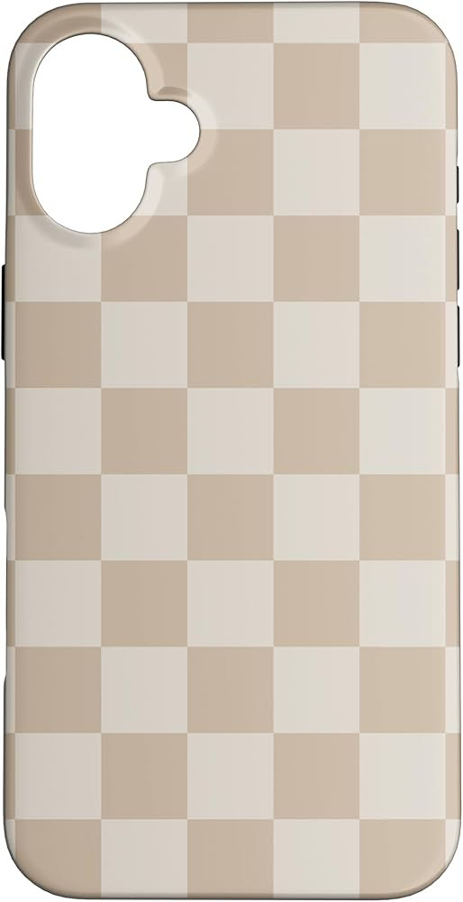 iPhone 16 Plus Vanilla White coffee cream checkered chess classic pattern Case | Amazon (US)