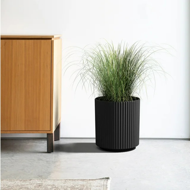 Veradek Demi Series  16" Plastic-Stone Planter - Black | Walmart (US)