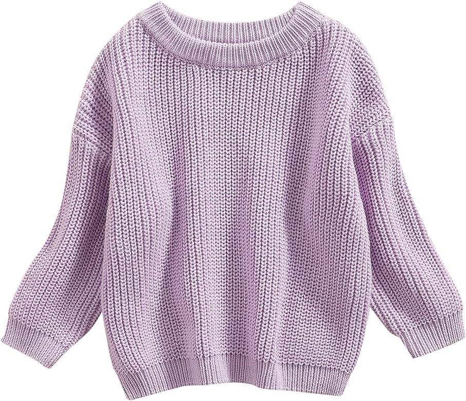 Toddler Baby Girl Boys Sweater Round Neck Long Sleeve Candy Color Knitted Pullover Tops Autumn Winte | Amazon (US)