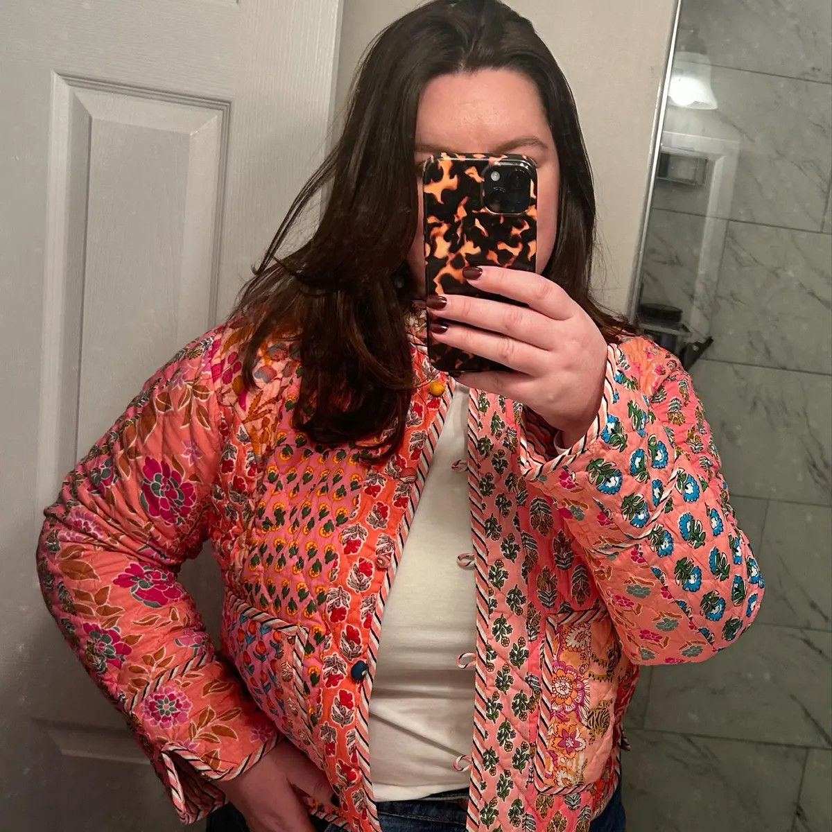 Indian Handmade Patchwork Quilted Jacket – Vintage Peach Cotton Reversible Boho Coat for Women ... | Etsy (US)