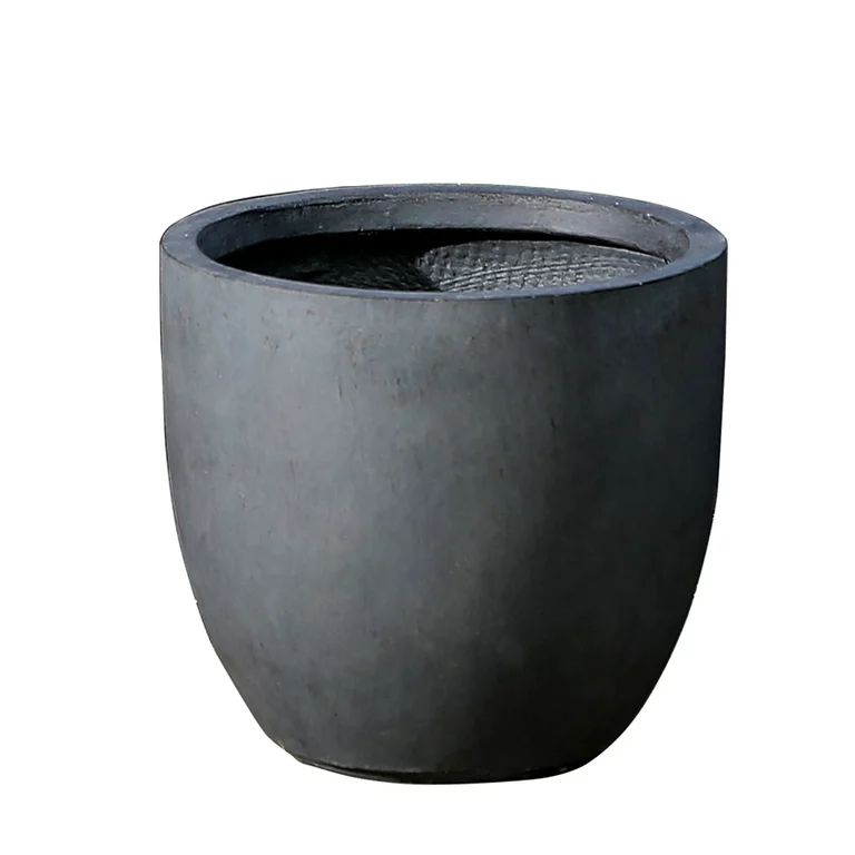 LuxenHome Gray MgO Round 12.2in. H Outdoor Planter | Walmart (US)