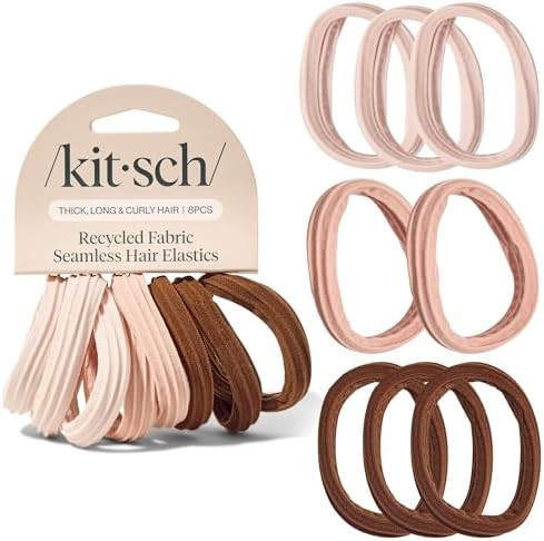 Kitsch Hair Ties No Damage - Strong, Stretchy Hair Bands | Soft Nylon Ponytail Holders, Snag-Free... | Amazon (US)