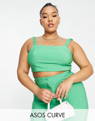 ASOS LUXE Curve tailored bralet in green - part of a set | ASOS (Global)