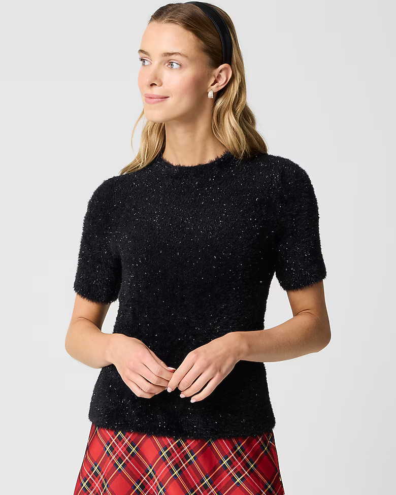 Short-sleeve tinsel sweater | J.Crew Factory