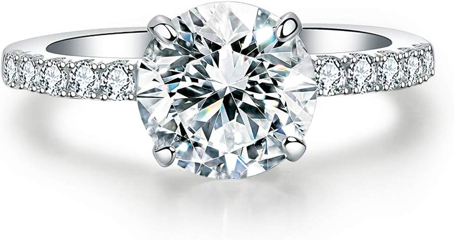 Precision Cut Zircon 2 Ct Round-cut Halo Bridal Ring 925 Silver Accented Brilliant Solitaire Engagem | Amazon (US)