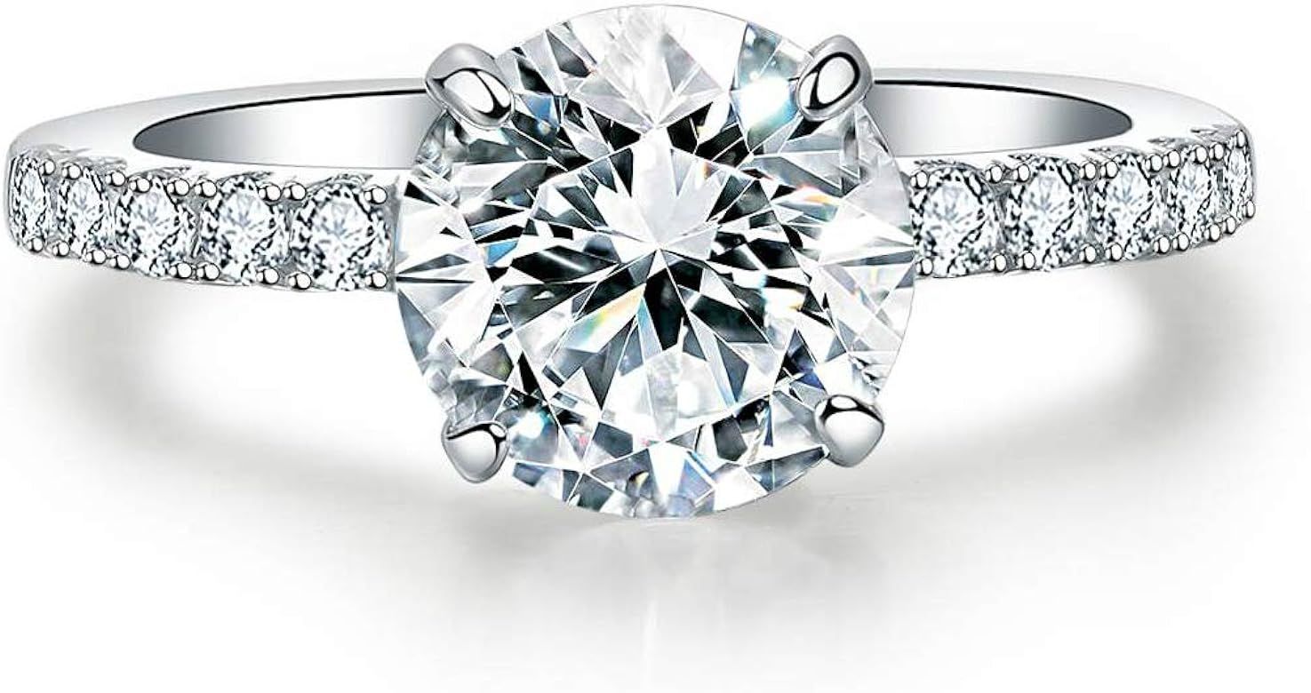Precision Cut Zircon 2 Ct Round-cut Halo Bridal Ring 925 Silver Accented Brilliant Solitaire Engagem | Amazon (US)