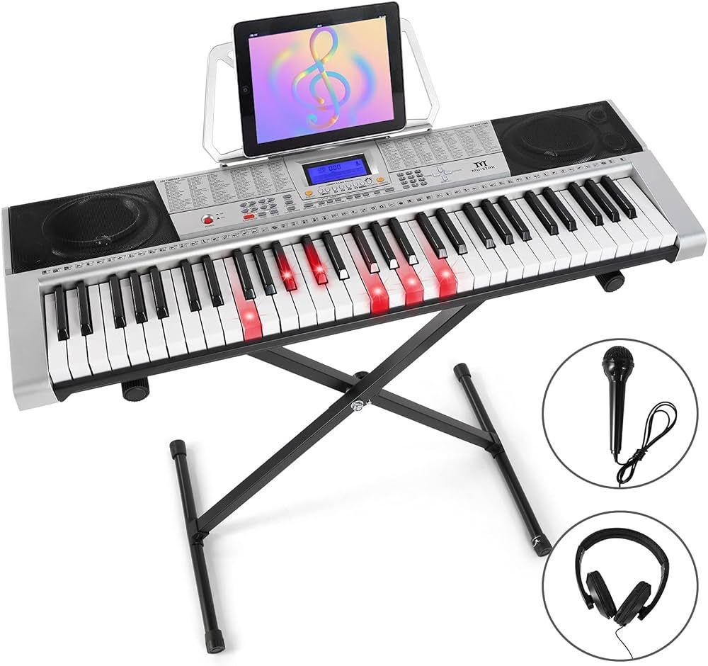MUSTAR 61 Key Piano Keyboard, Electric Piano Keyboard with Lighted Up Keys, Learning Keyboards Pi... | Amazon (US)