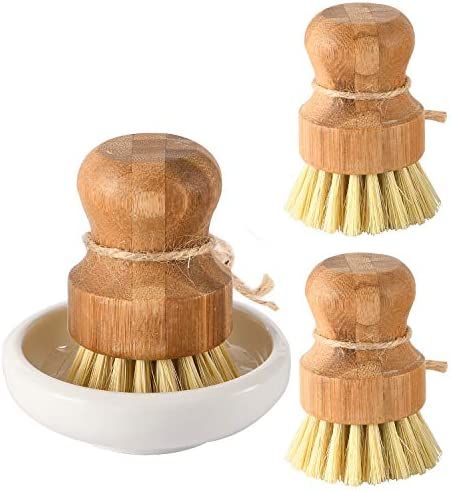 Amazon.com: Bamboo Dish Scrub Brushes by Subekyu, Kitchen Wooden Cleaning Scrubbers Set for Washi... | Amazon (US)