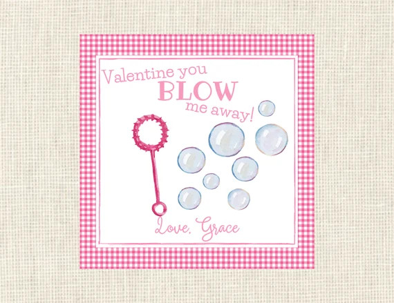Valentine tags bubbles or stickers, Class / Set of 25 / Watercolor | Etsy (US)