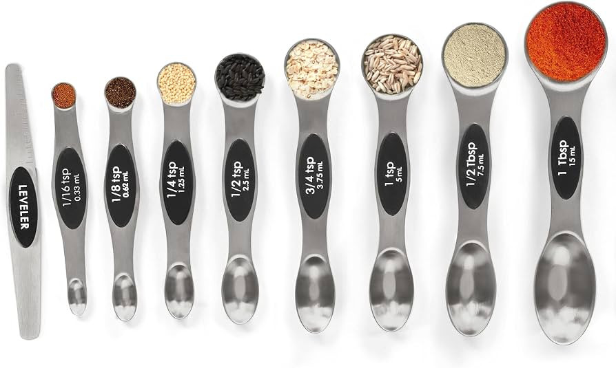 Magnetic Measuring Spoons Set Stainless Steel with Leveler-9pcs Stackable Metal Tablespoon Measur... | Amazon (US)