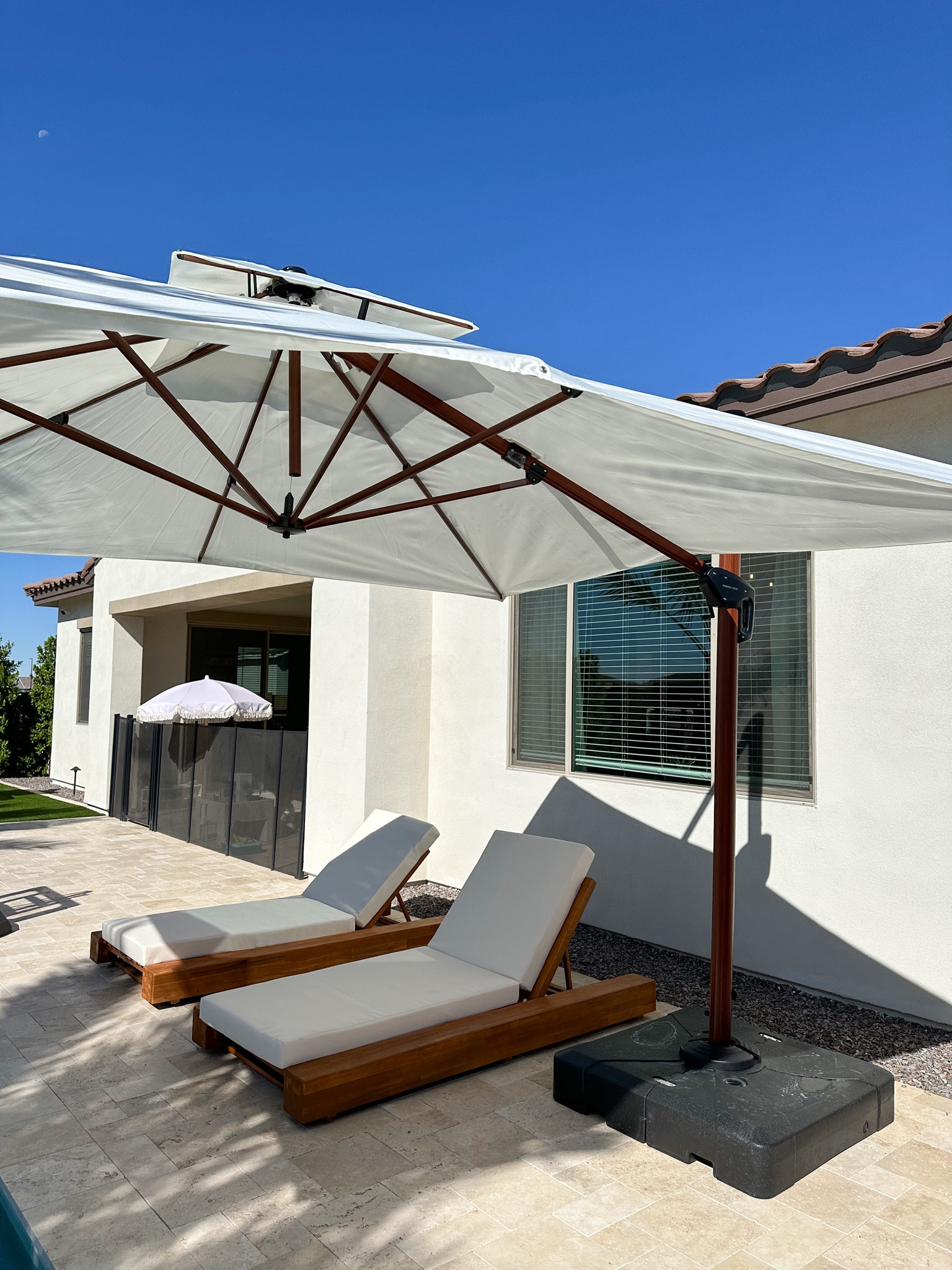 This umbrella is EVERYTHING. Amazing reviews, it’s hard to find a big umbrella like this that still looks good and is easy to use! 👏🏽 cream color & sizing we got is 132 x 132! 🤍 @wayfair #Wayfair #WayfairPartner 

#LTKHome