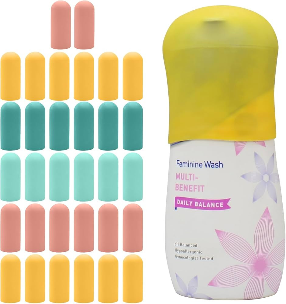 32 Pack Silicone Bottle Covers, Travel Essentials for Women Men, Travel Size Toiletries, Cruise S... | Amazon (US)