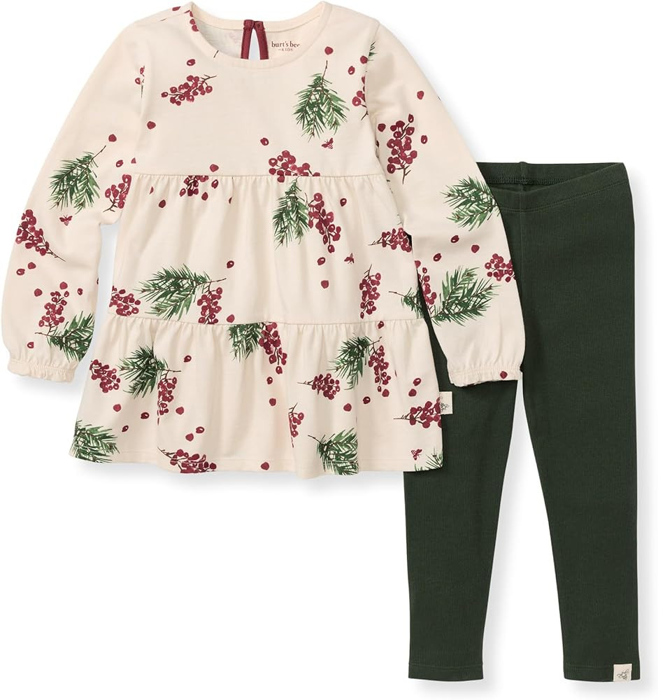 Burt's Bees Baby Baby Girls' Top and Pant Set, Tunic and Leggings Bundle, 100% Organic Cotton | Amazon (US)