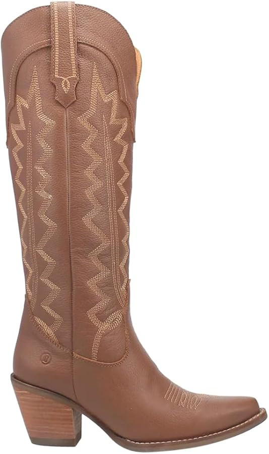 Dingo Womens High Cotton Embroidery Snip Toe Casual Boots Knee High Mid Heel 2-3" - Black | Amazon (US)