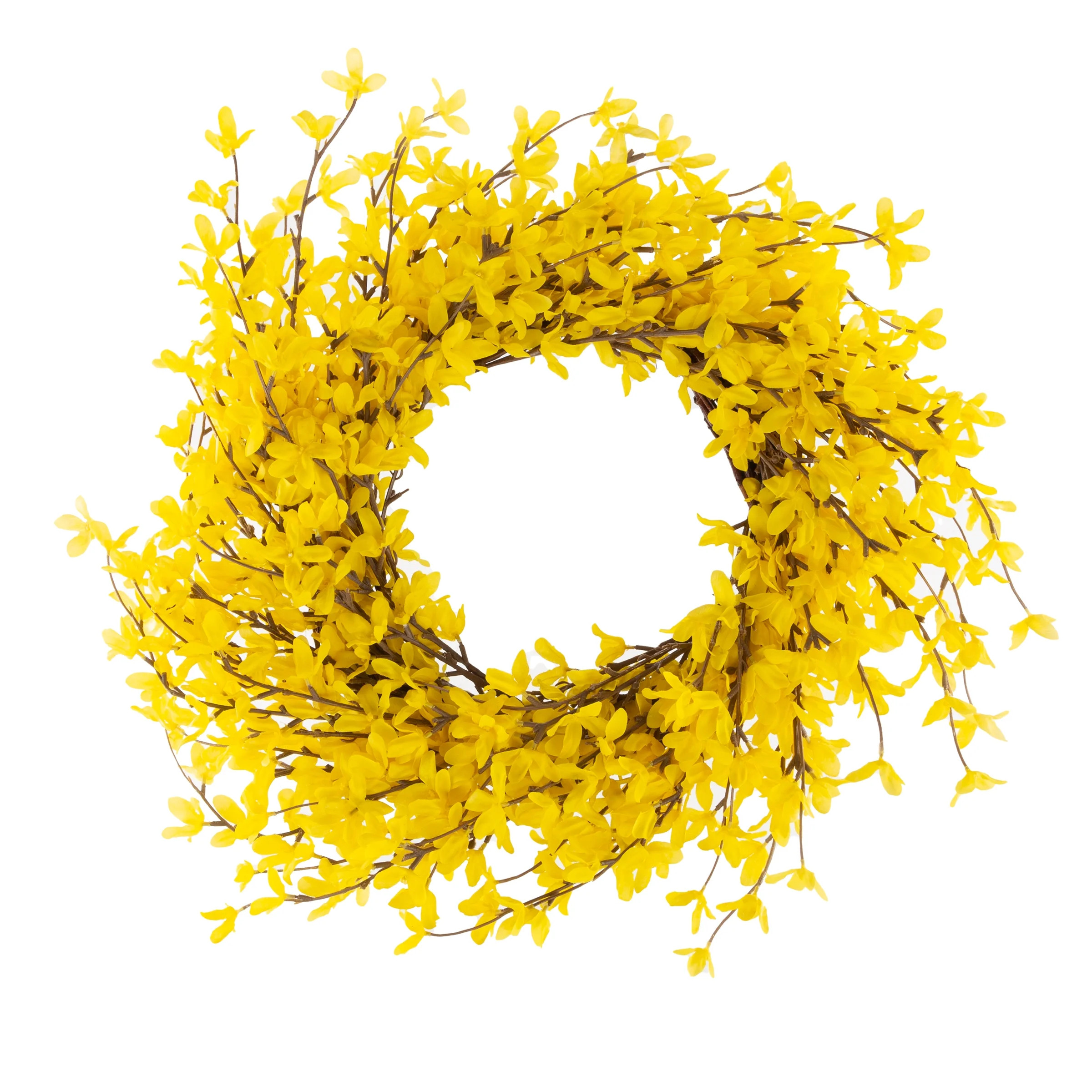 Pure Garden 24-Inch Artificial Yellow Forsythia Wreath for Home Decor | Walmart (US)