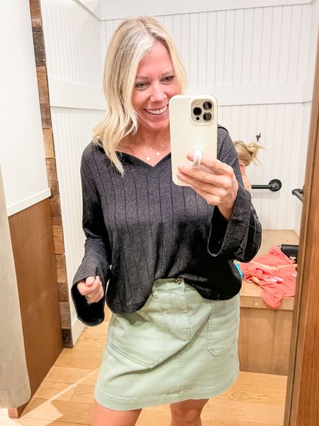 Love this athleta brown and black knit hoodie sweater with this olive green skirt. Size XS sweater and small skirt. Fall outfit ideas fall shirts tops sweaters 

#LTKstyletip #LTKunder100 #LTKSeasonal