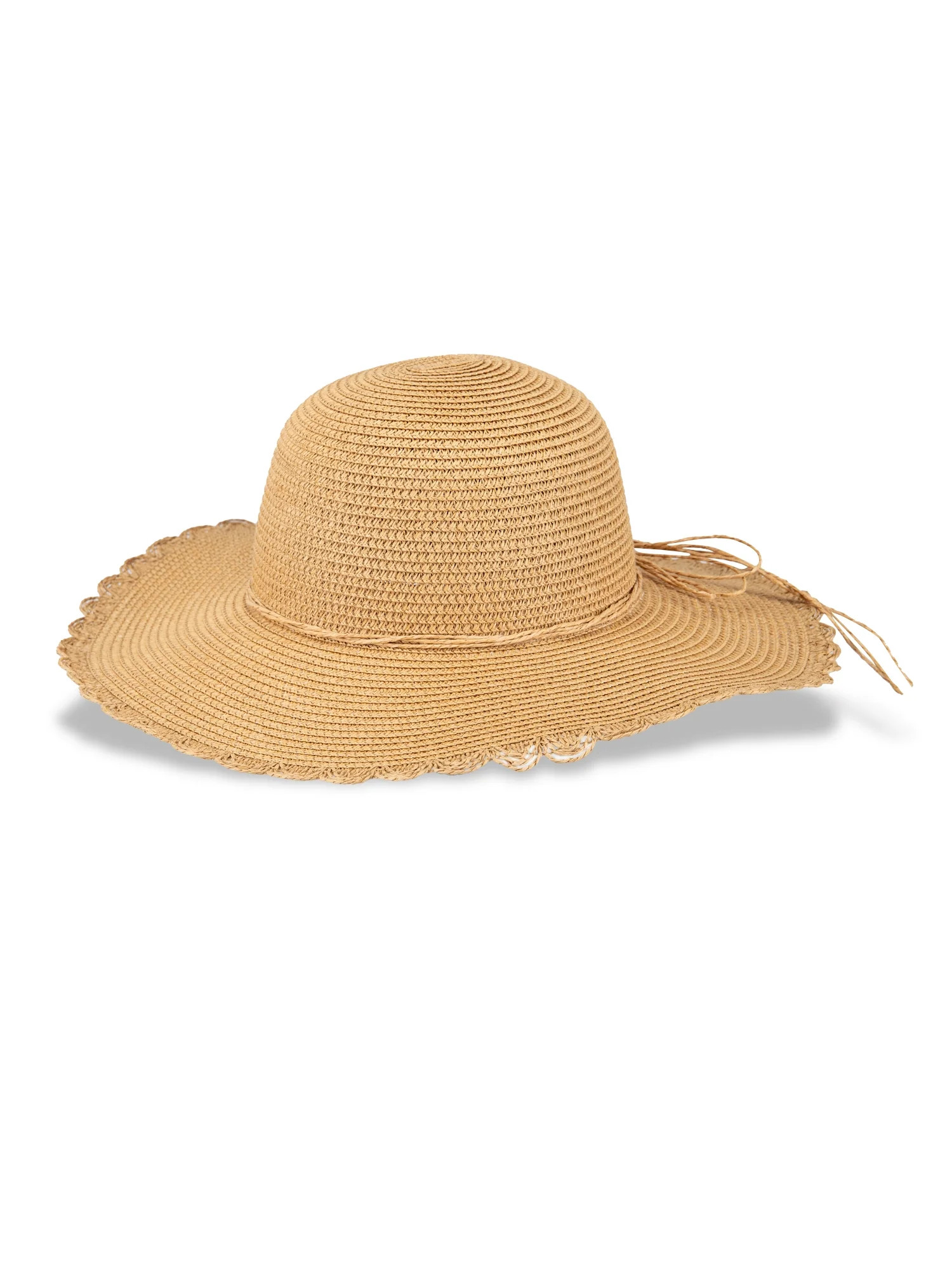 Jessica Simpson Women's Scalloped Edge Wide Brim Straw Hat - UPF 50 UV Protection | Walmart (US)
