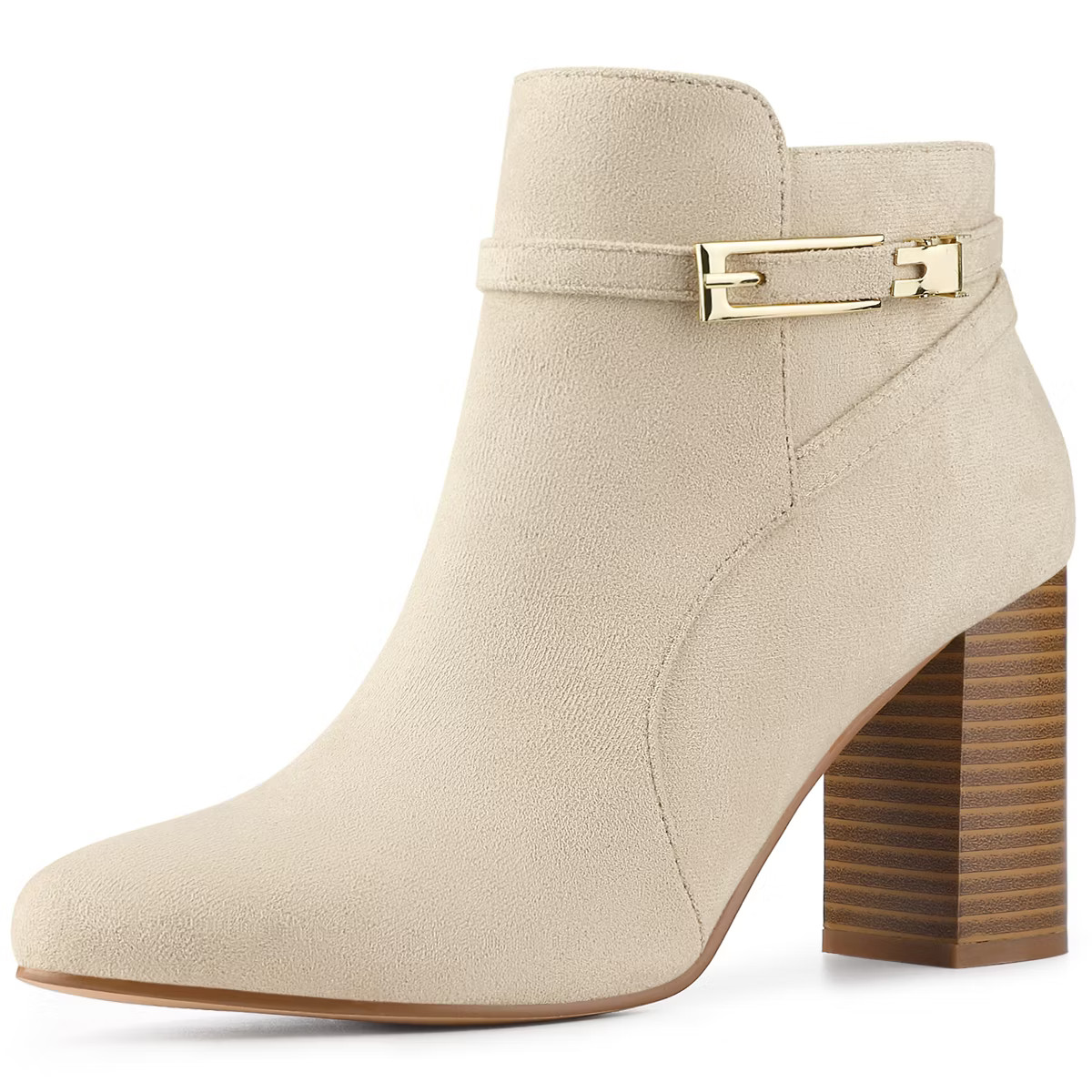 Allegra K Women's Round Toe Buckle Chunky Heel Ankle Booties | Target