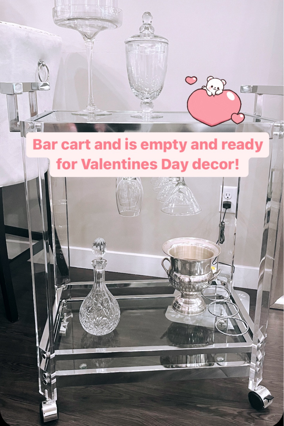 Bar cart. Beautiful bar cart. Glass bar cart. Wine cup holders. Silver bar cart. Gorgeous bar cart.

#LTKfamily #LTKSeasonal #LTKFind