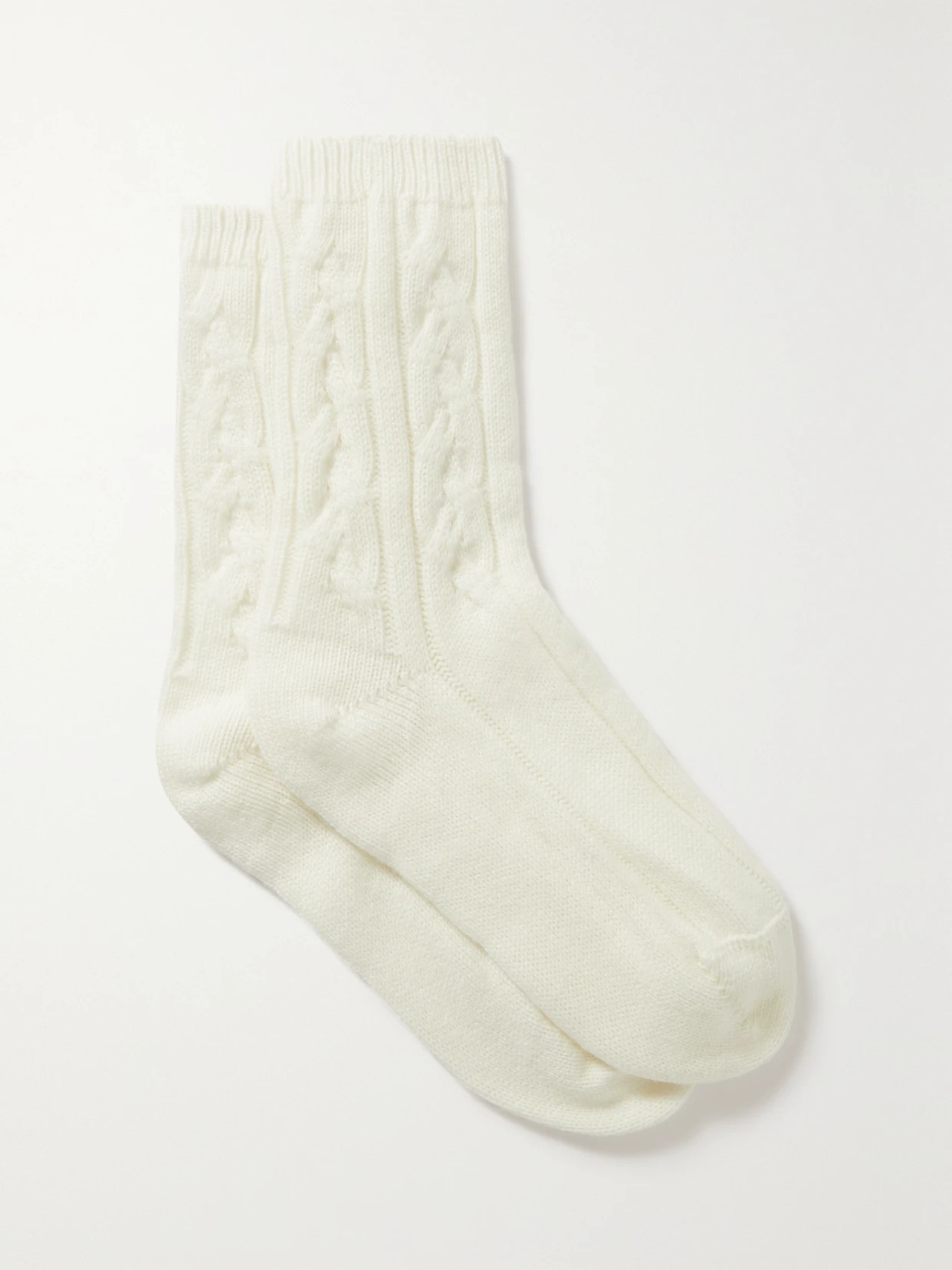 Johnstons of Elgin - Cable-knit Cashmere Socks - White | NET-A-PORTER (US)