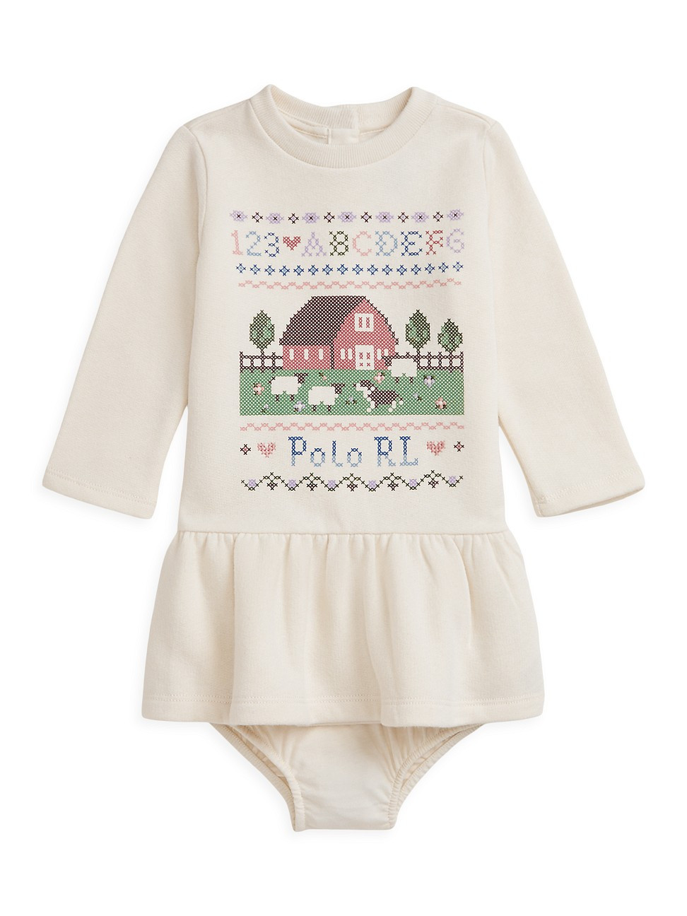 Baby Girl's Barn-Print Cotton-Blend Dress & Bloomers Set - Cream - Size 24 Months | Saks Fifth Avenue