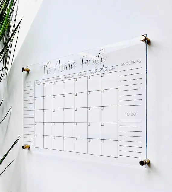 Personalized Acrylic Calendar For Wall || dry erase board lucite clear acrylic calendar minimalis... | Etsy (US)