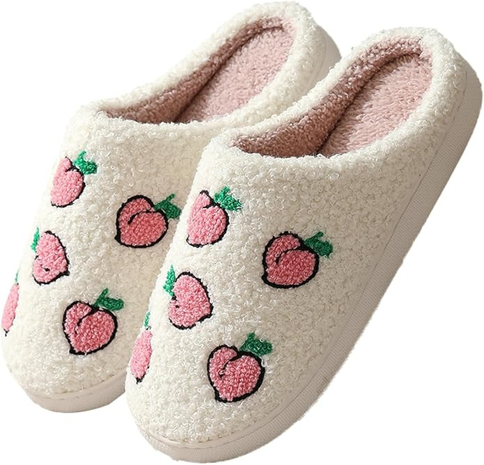 Women Slippers Cute Pattern Big Heart Mushroom Warm Soft Bedroom Shoes Fuzzy Closed Toe Sandals N... | Amazon (US)