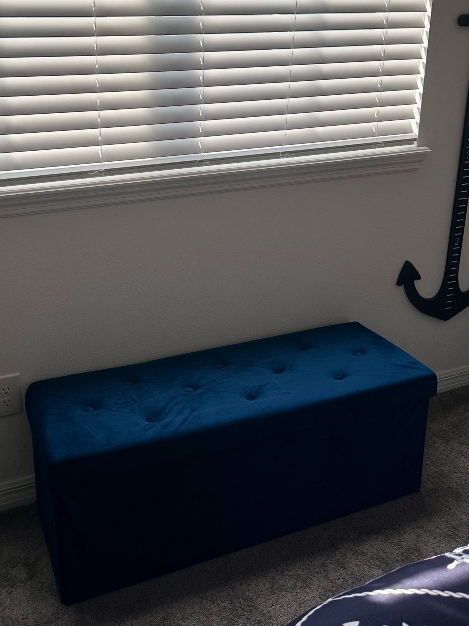 Gorgeous Navy Blue velvet storage bench. Perfect to store bedroom pillows, blankets and extra sheets for your guests.  #LTKHOME #LTK #homedecor #storage #bedroom #furniture #bench #navyblue

#LTKunder100 #LTKhome