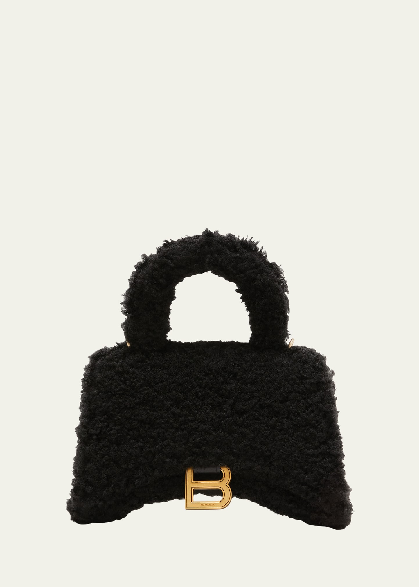 Balenciaga Hourglass XS Furry Shearling Top-Handle Bag | Bergdorf Goodman
