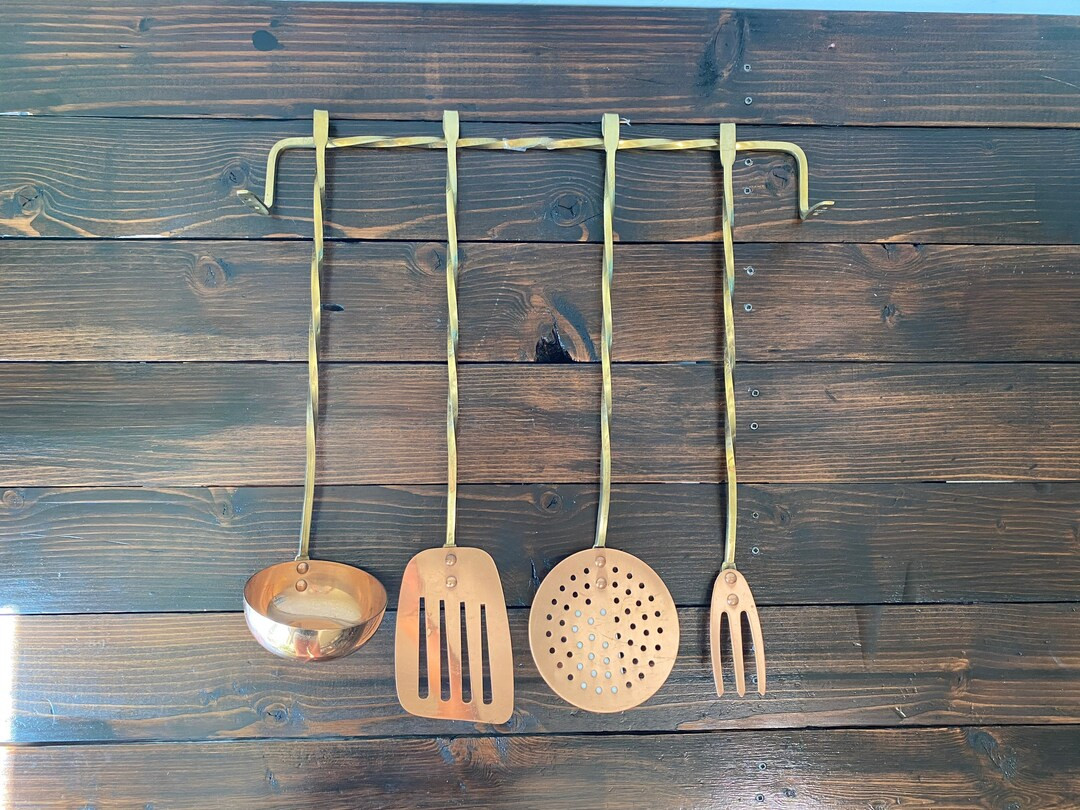 Vintage Copper Utensil Rack and Utensils, Modern Vintage Copper Utensils on Rack, Vintage Copper ... | Etsy (US)