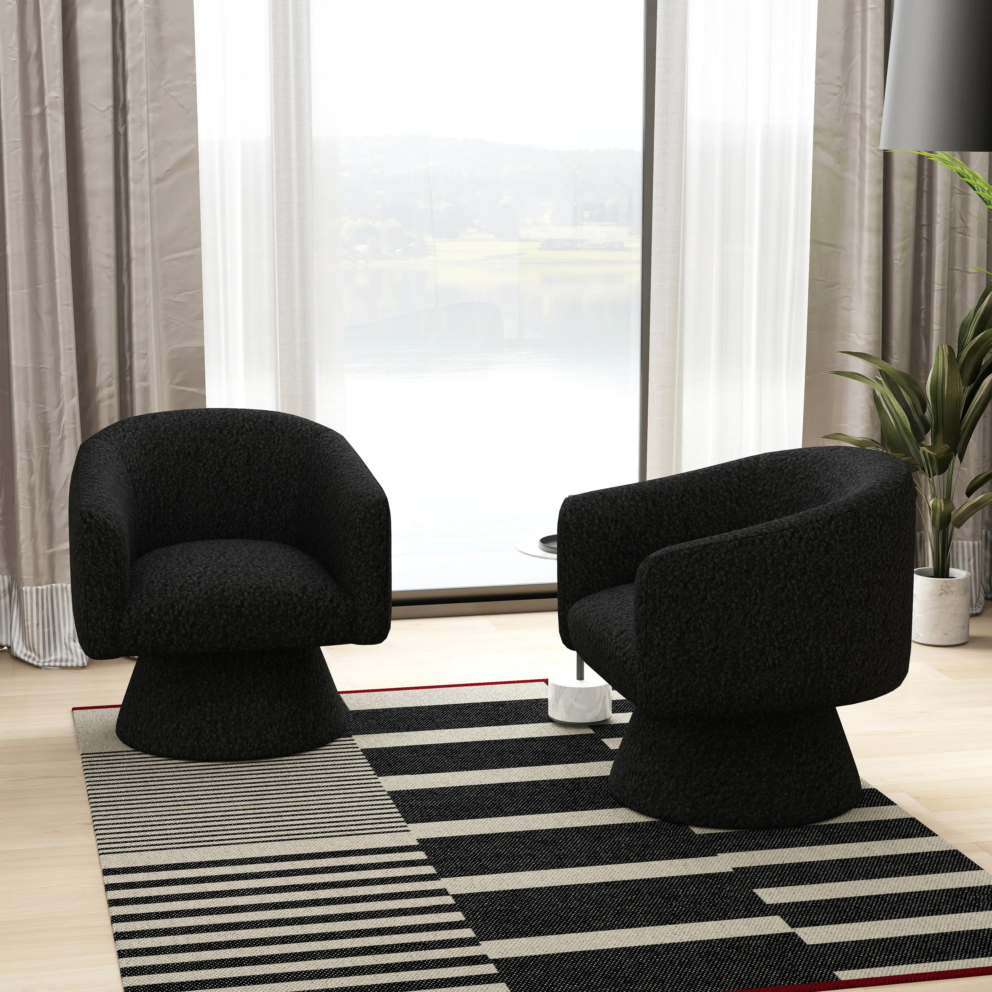 Caleigha Upholstered Swivel Barrel Chair (Set of 2) | Wayfair North America