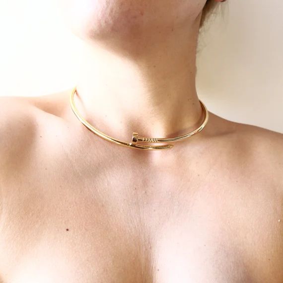 Gold Nail Choker '' Symbols Handmade BRASS Metal | Etsy | Etsy (US)
