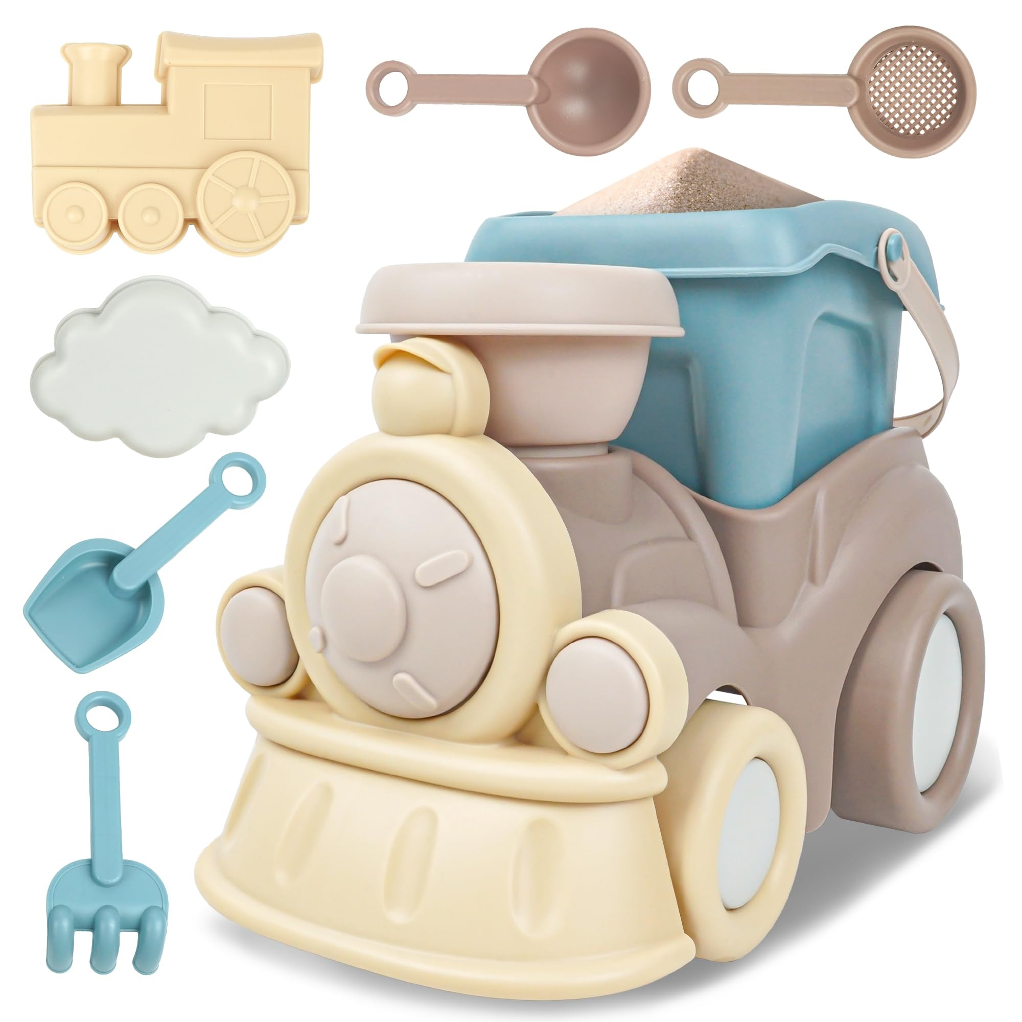 Beach Toys for Toddlers - Kids Sand Toy Set with Beach Truck, Bucket, Shovel, Rake, Scoop, Trowel... | Amazon (US)