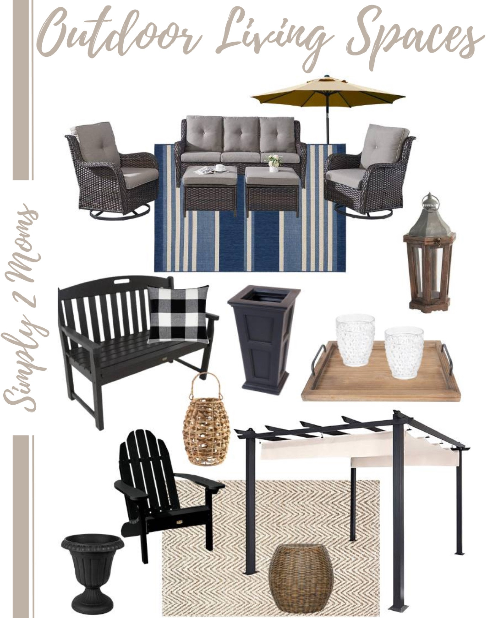 Spruce up outside your home and create comfortable outdoor living spaces to enjoy this summer. Cozy outdoor furniture. Pergola and umbrella for shade. Planters for flowers. #outdoorlivingspace #patiodecor #deckdecorating 

#LTKstyletip #LTKSeasonal #LTKhome