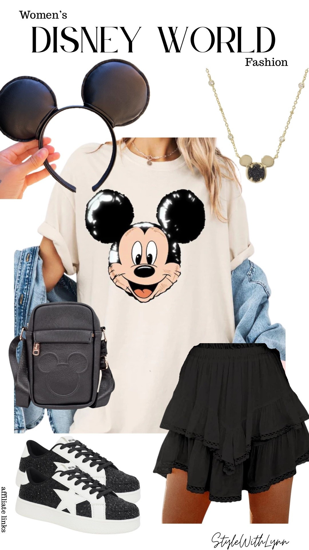 This oversized Mickey tee, layered black ruffle skirt, and sparkle sneakers make the cutest (and comfiest!) Disney park outfit. Add the faux leather Mickey ears, matching crossbody, and a Kendra Scott Mickey necklace for the perfect all-black, minimalist Disney aesthetic.


Disney World outfit | Mickey Mouse outfit inspo | women’s Disney fashion | black Disney outfit | Disney park day style | Mickey ears outfit | comfy Disney sneakers | ruffle skirt outfit | stylish Disney World looks | Magic Kingdom outfit ideas | Kendra Scott Disney

#LTKOver40 #LTKTravel #LTKootd