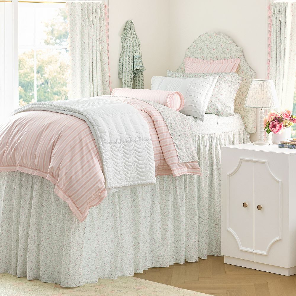 Hill House Home Clematis Scallop Floral Vaulted Bed Skirt | Pottery Barn Teen