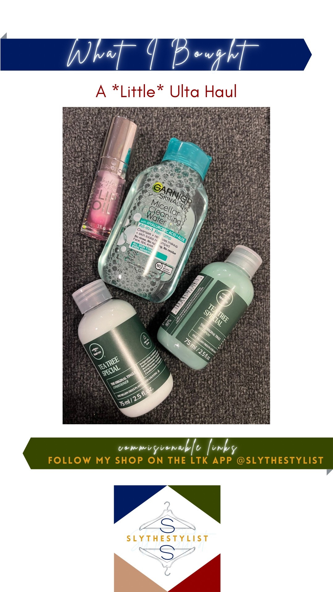 A mini Ulta haul with a few favoritetravel sized products for an overseas trip!

Tea Tree Special Shampoo and Conditioner by Paul Mitchell |
Garnier Micellar Cleansing Water with Aloe + Hyaluronic Acid | Essence hydra kiss lip oil

#LTKBeauty #LTKTravel #LTKFindsUnder50