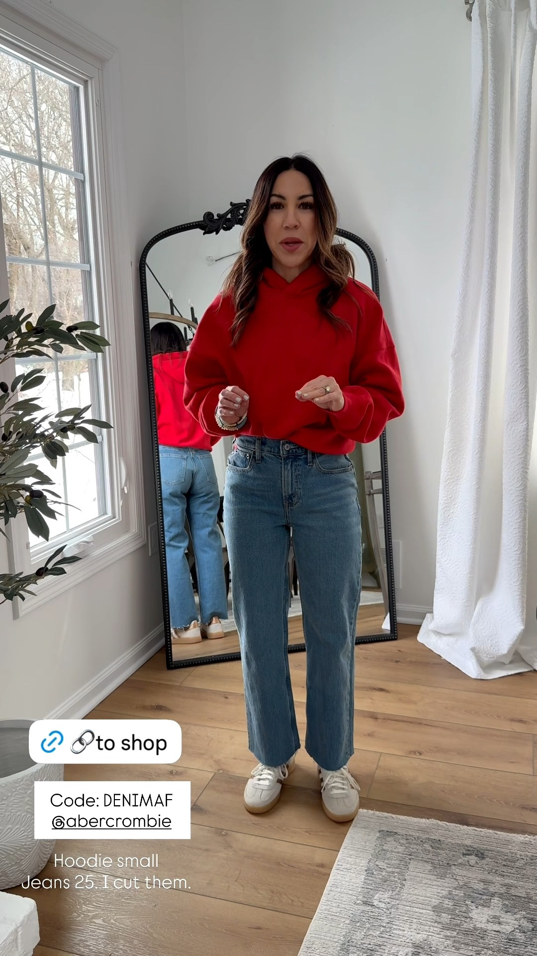 Abercrombie code DENIMAF. 25 jeans. I cut them. Small red hoodie.



#LTKPetite #LTKOver40 #LTKSaleAlert