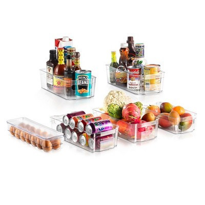 NutriChef Set of 6 Refrigerator Organizer Bins - Stackable Clear Plastic Bin with Handles | Target
