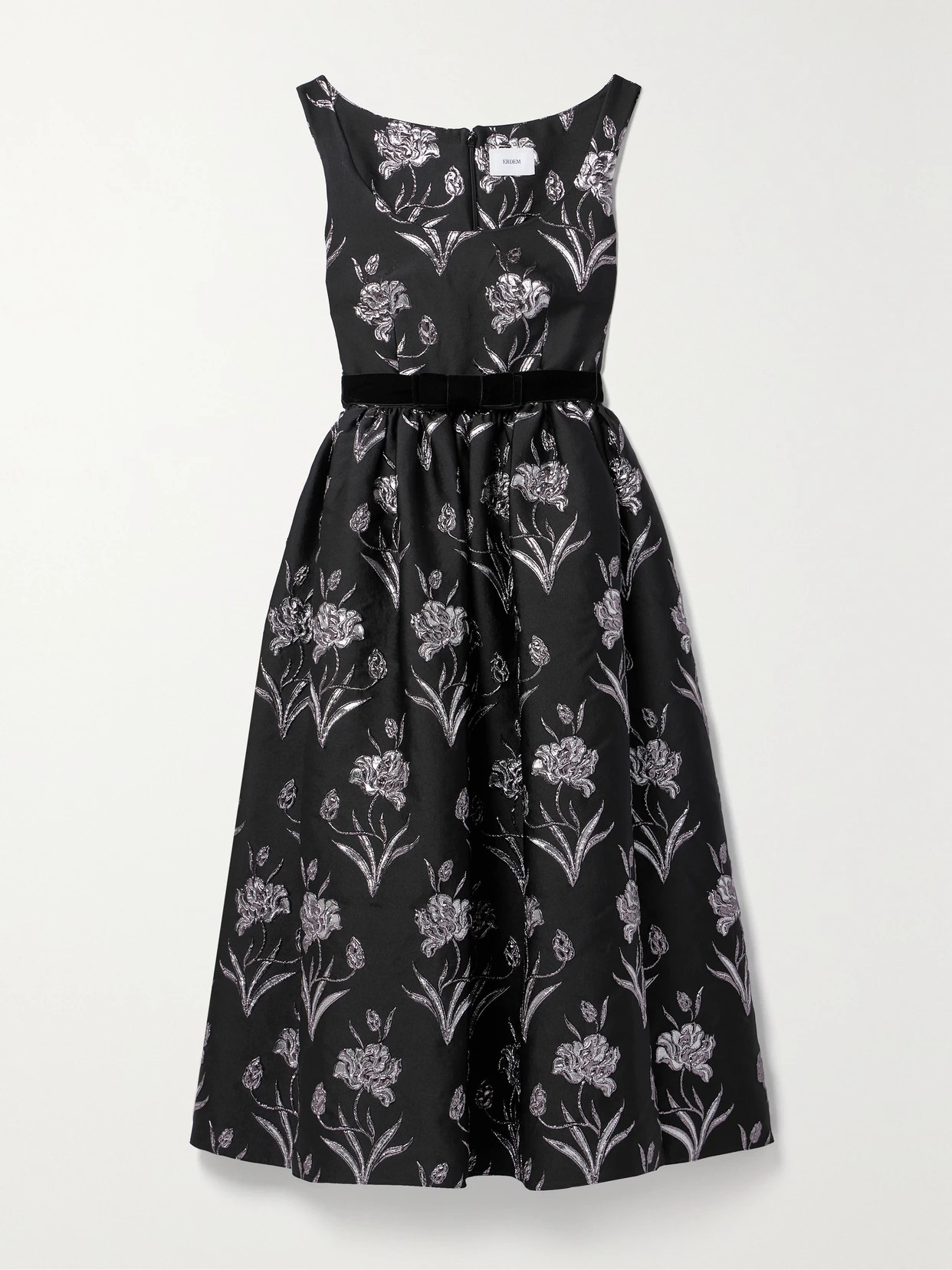 Erdem - Velvet-trimmed Metallic Floral-jacquard Midi Dress - Black | NET-A-PORTER (US)
