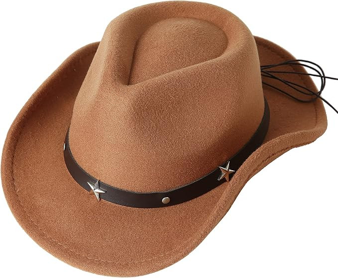 Lanzom Kids Girls Boys Cowboy Cowgirl Hat with Buckle Belt Toddlers Felt Western Hat | Amazon (US)