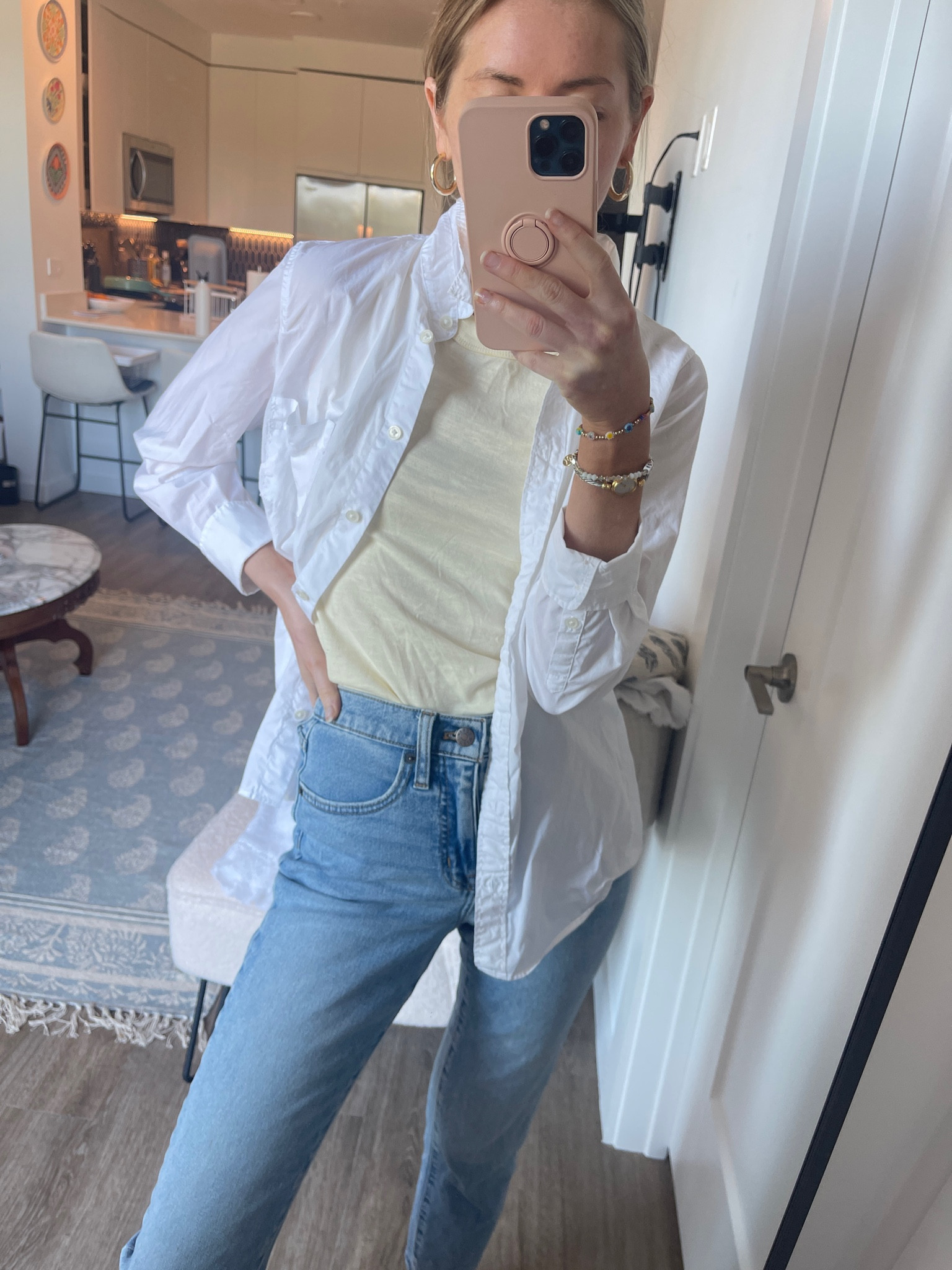 Spring outfit if the day. All j crew sale

Straight leg jeans, light wash
Yellow tank
White button down styled 

#LTKsalealert #LTKunder100 #LTKworkwear