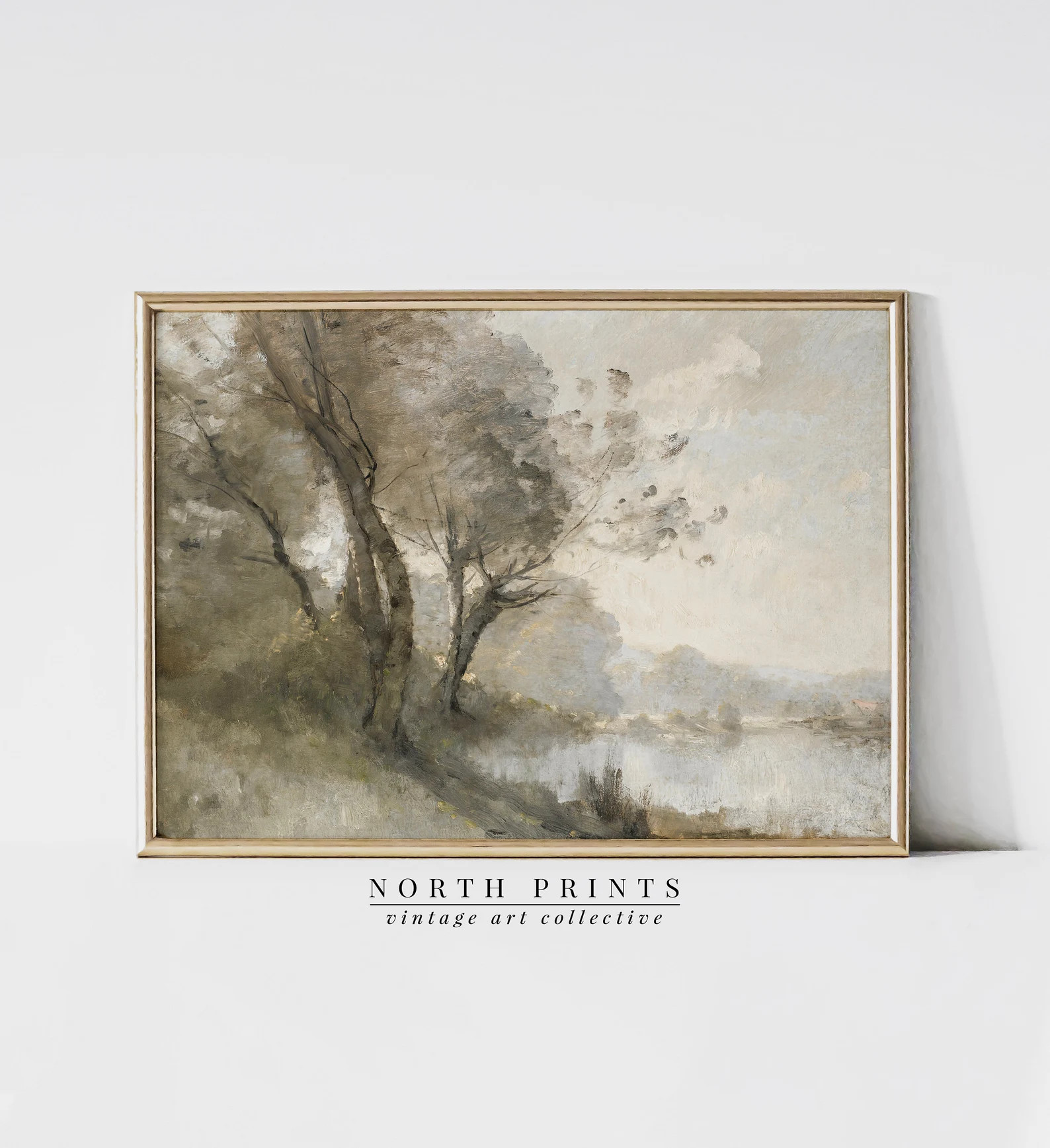 Muted Green Landscape Art Print Riverside Painting Soft Tones PRINTABLE Digital 5-28 - Etsy | Etsy (US)