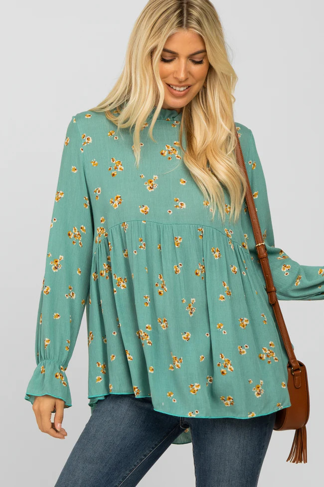 Teal Floral Babydoll Blouse | PinkBlush Maternity