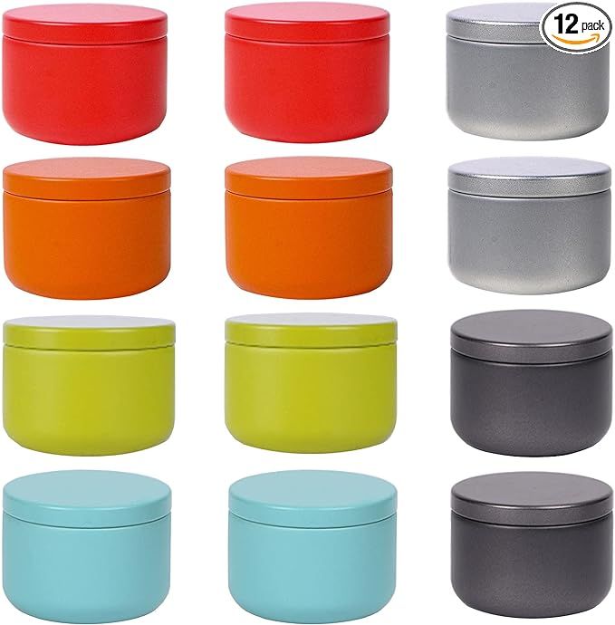 12 Pcs 2.1x1.6 Inches Round Tin Jar Tea Tins Food Storage Container for Loose tea, Coffee, Candy,... | Amazon (US)